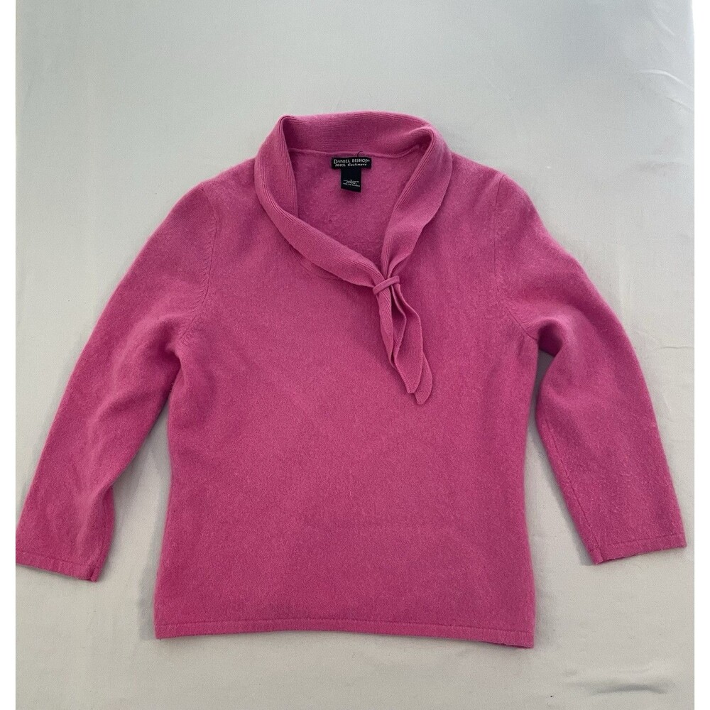Daniel Bishop Cashmere Sweater Women’s Size Large Pink 3/4 Sleeve With Defects